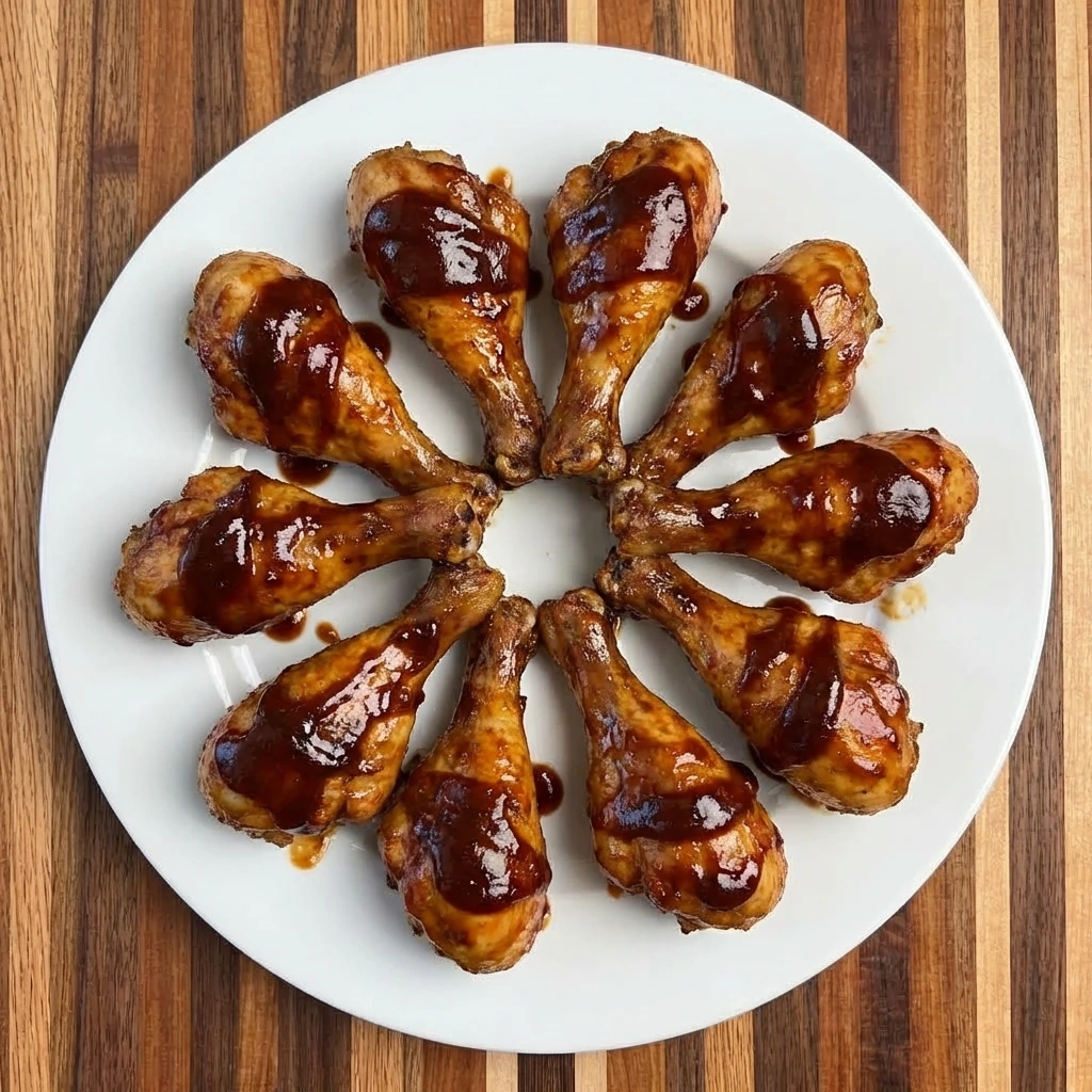 baked bbq chicken drumsticks on white plate