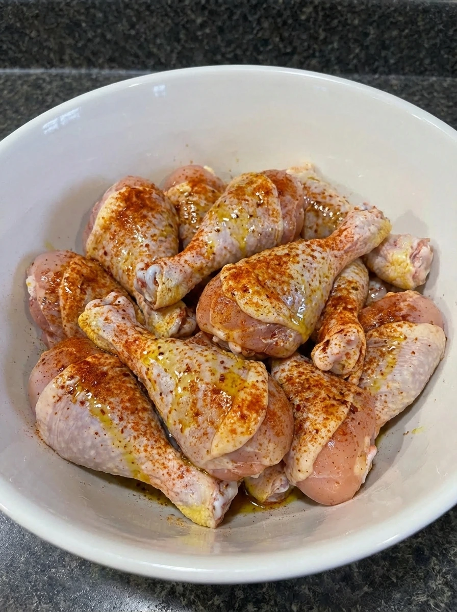 seasoned drumsticks in bowl