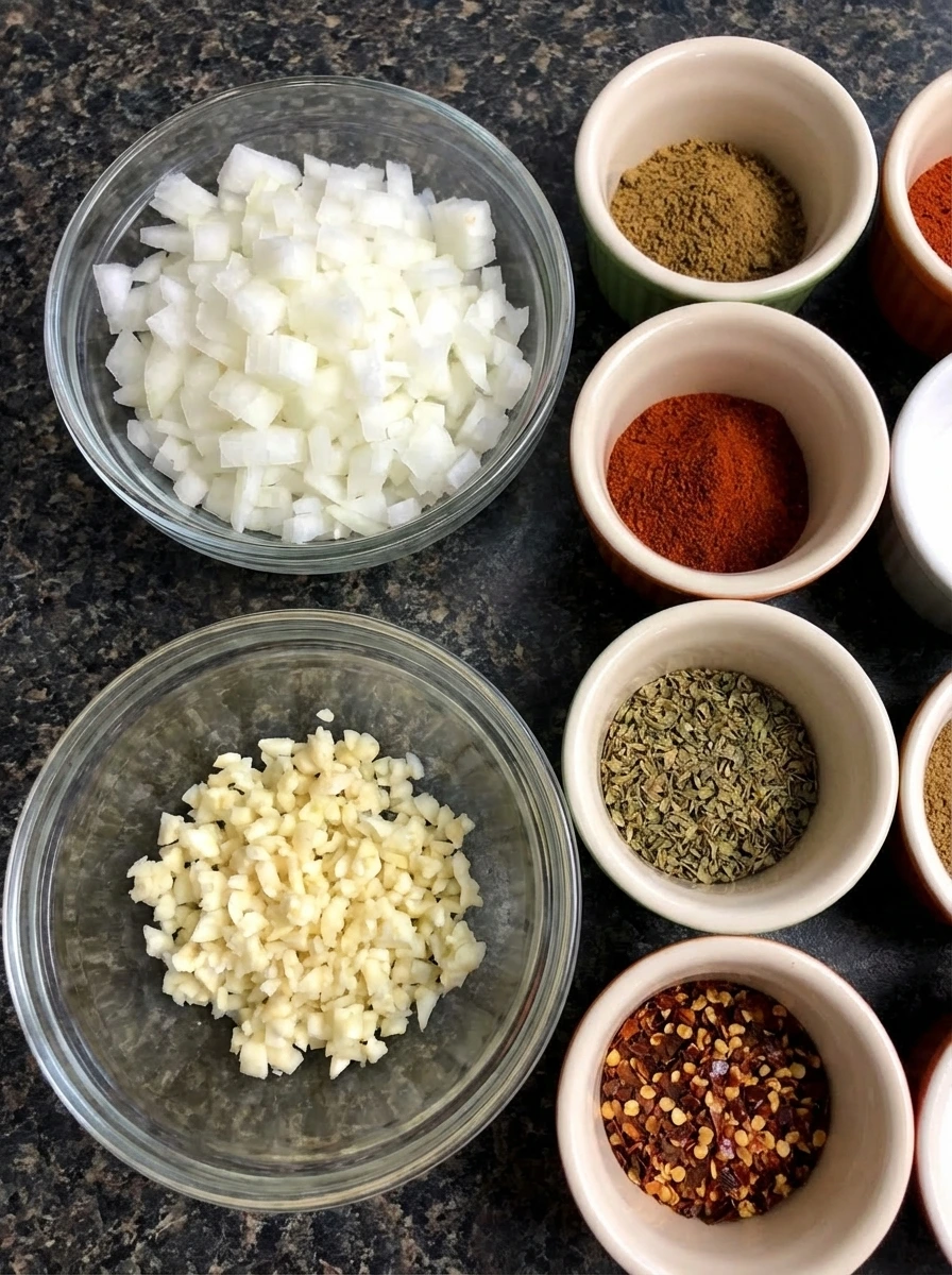 chopped onion and garlic prep