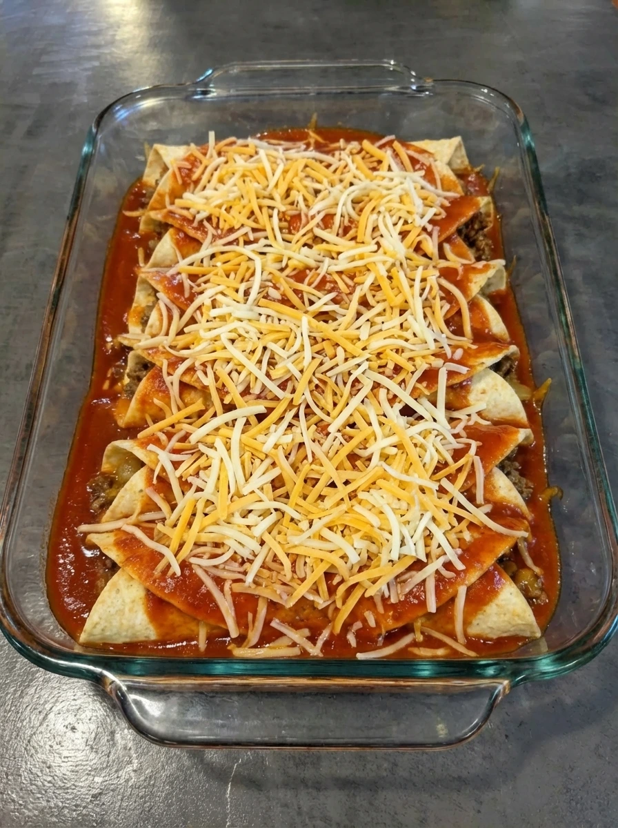 cheese topped enchiladas