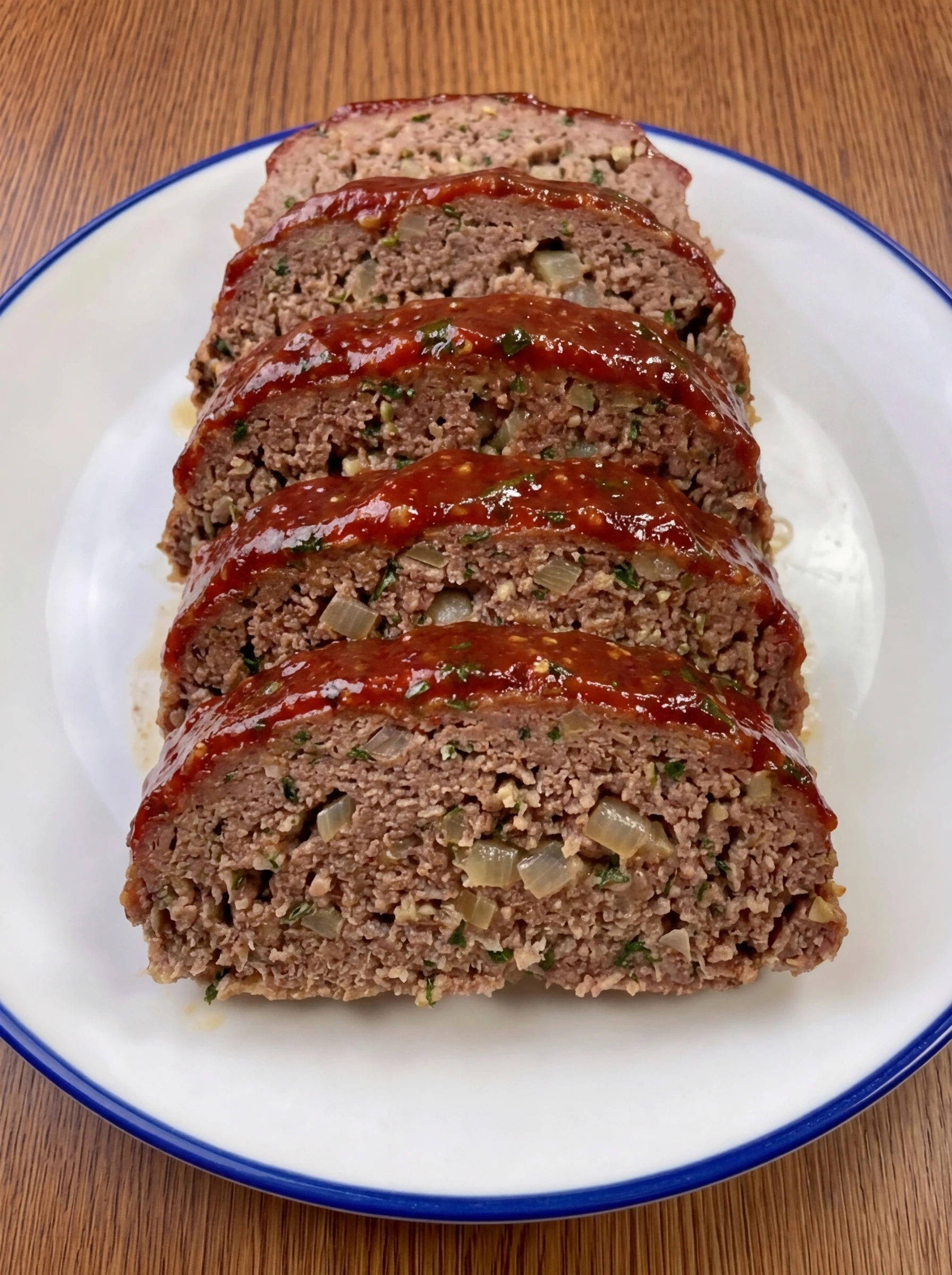 Plated classic homemade meatloaf ready to serve