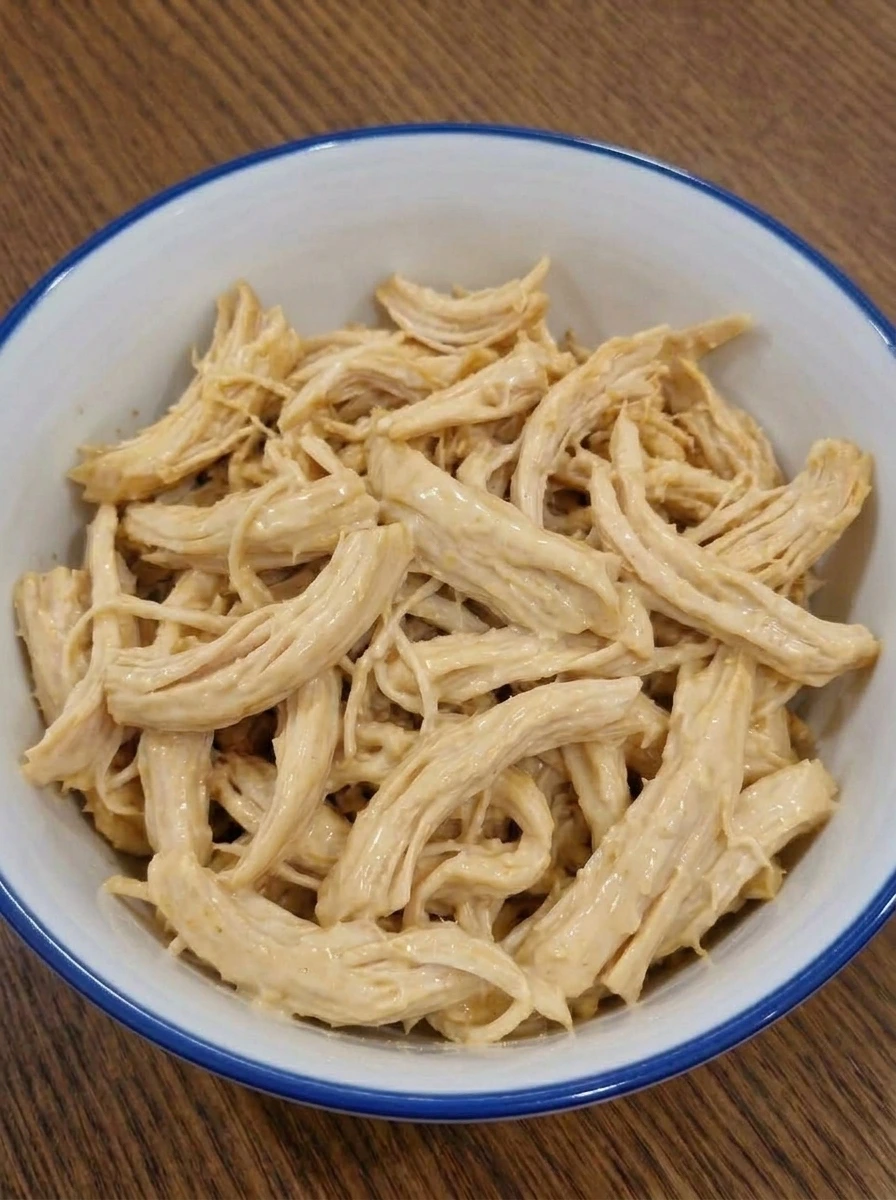 Creamy seasoned chicken mixed for easy chicken wrap filling