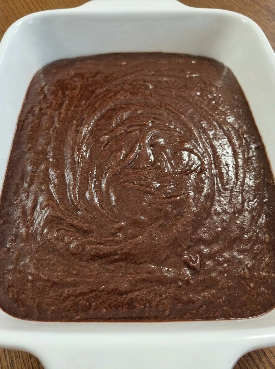 Thick brownie batter after folding in dry ingredients
