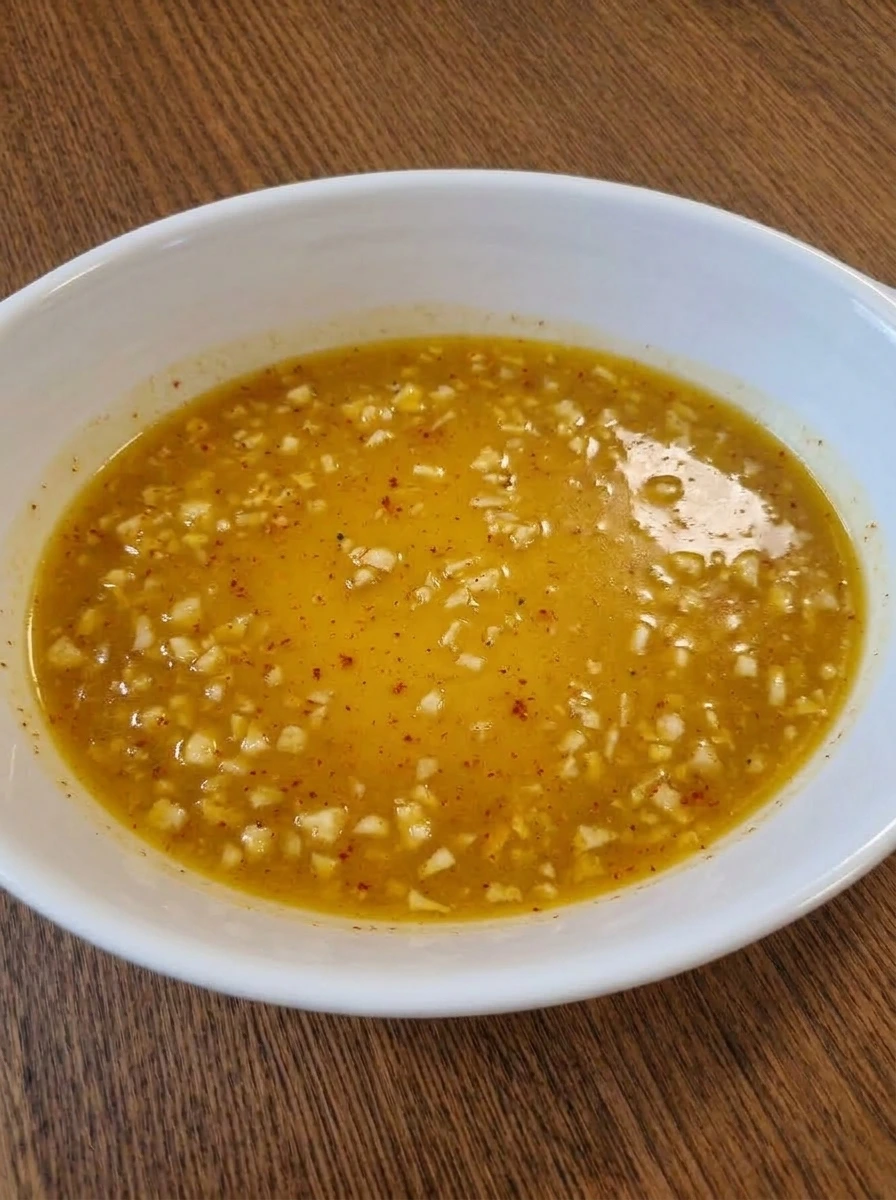 Lemon garlic sauce whisked for salmon