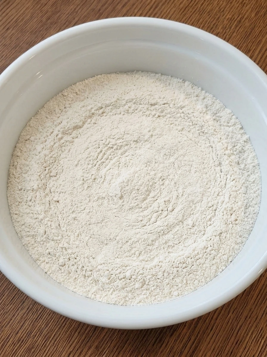 Dry ingredients whisked together in a white bowl