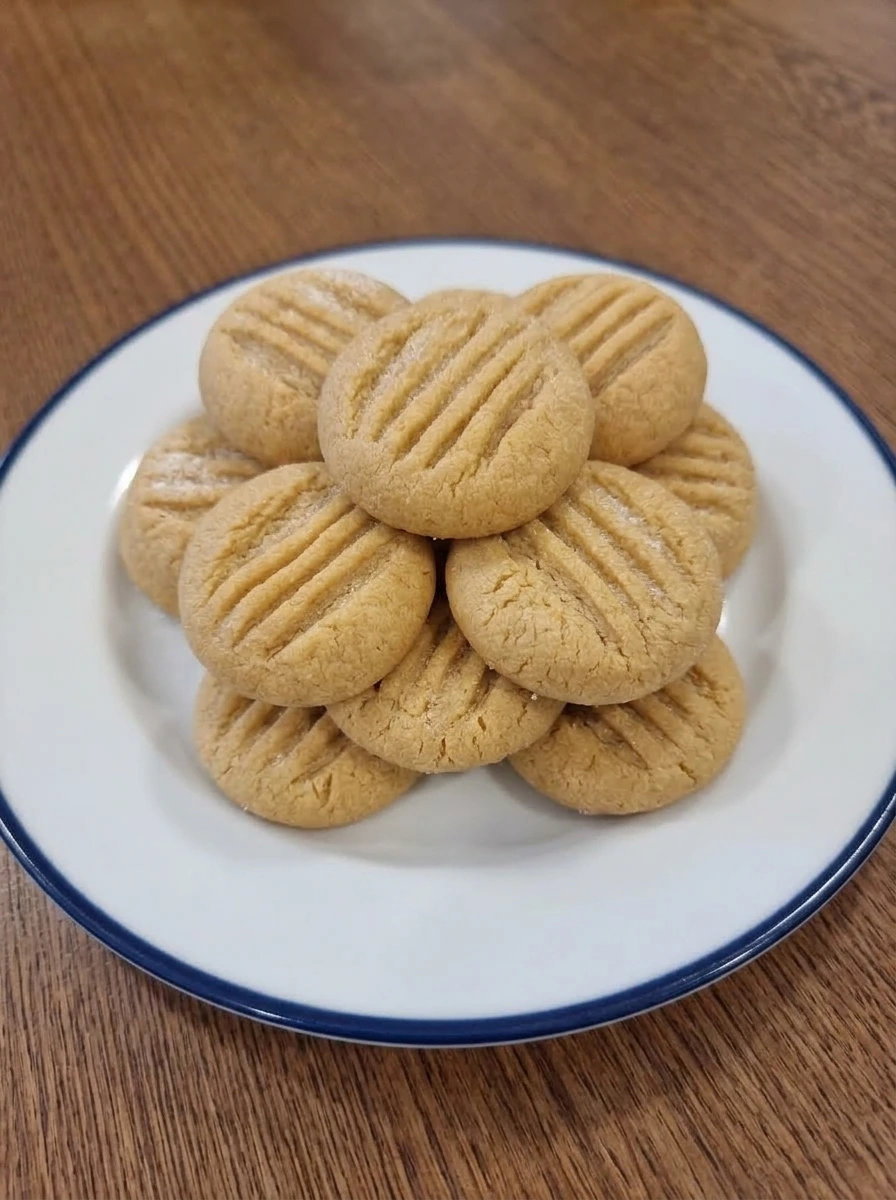 Soft peanut butter cookies plated and ready to serve