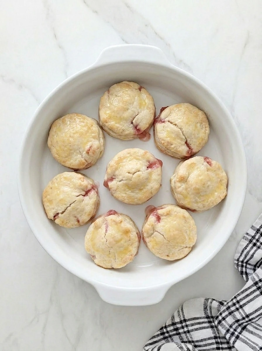 Rhubarb Cheesecake Bombs baked until golden