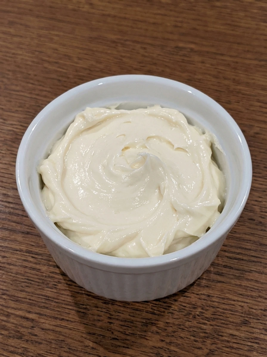 Sweetened cream cheese filling mixed until smooth for cookies.