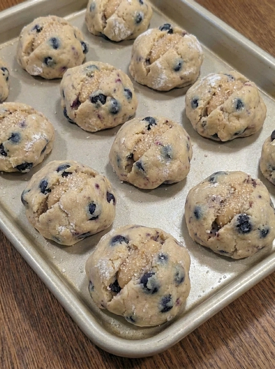 Raw assembled cookies arranged and topped with coarse sugar.