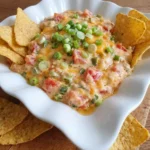 Boat Dip Rotel Ranch Dip in a serving bowl with tortilla chips and visible tomato cheddar and green onions