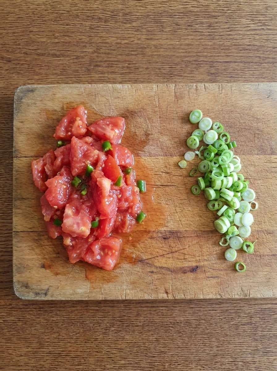Drained Rotel and sliced green onions for Boat Dip