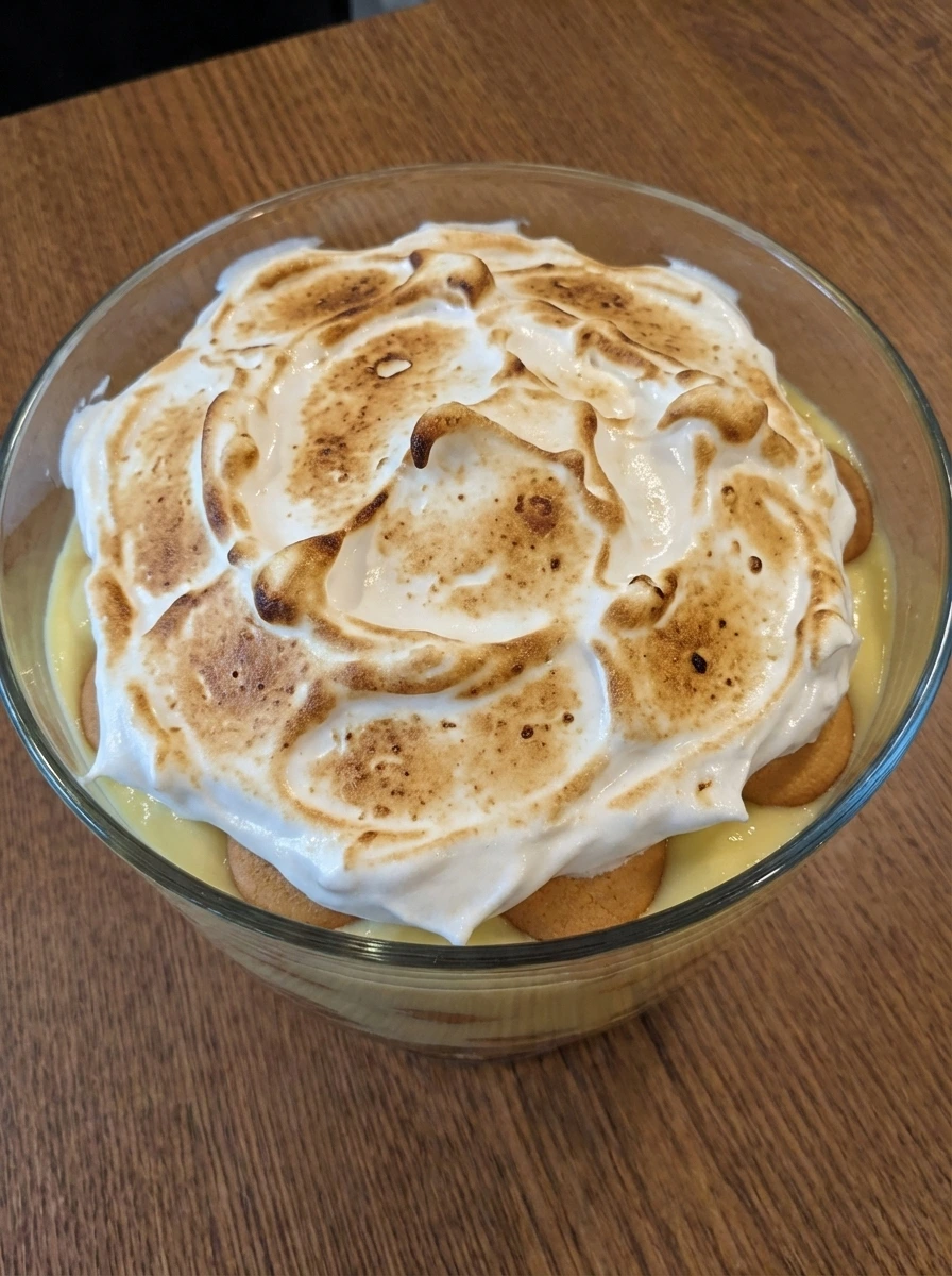 Toasted meringue on Classic Banana Pudding