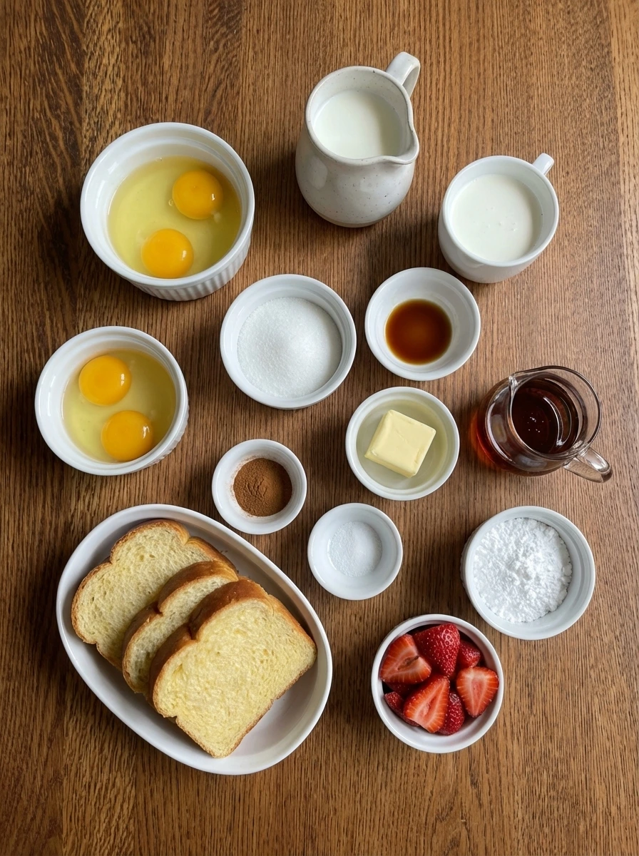 Ingredients for Classic French Toast in separate small containers