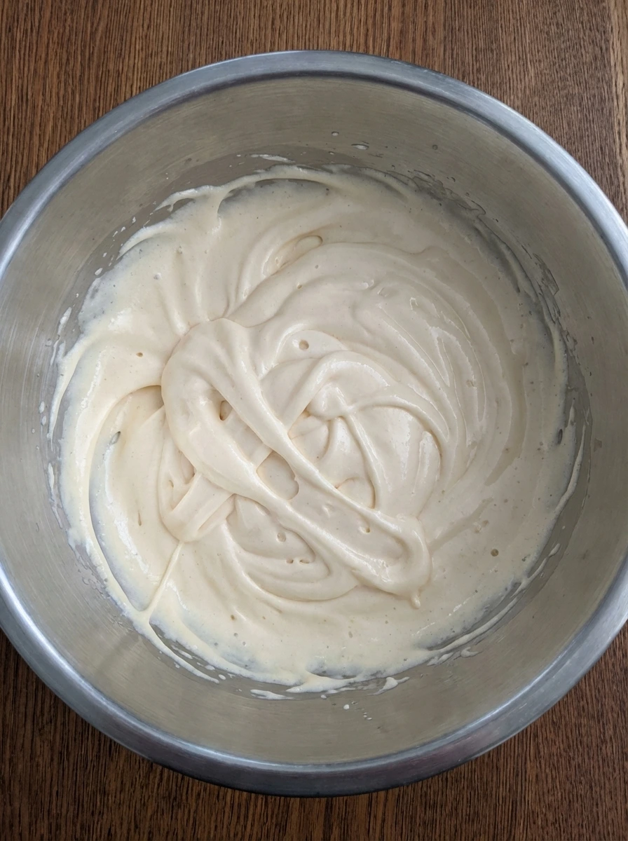 Pale whipped egg yolks and sugar for Classic Italian Tiramisu.