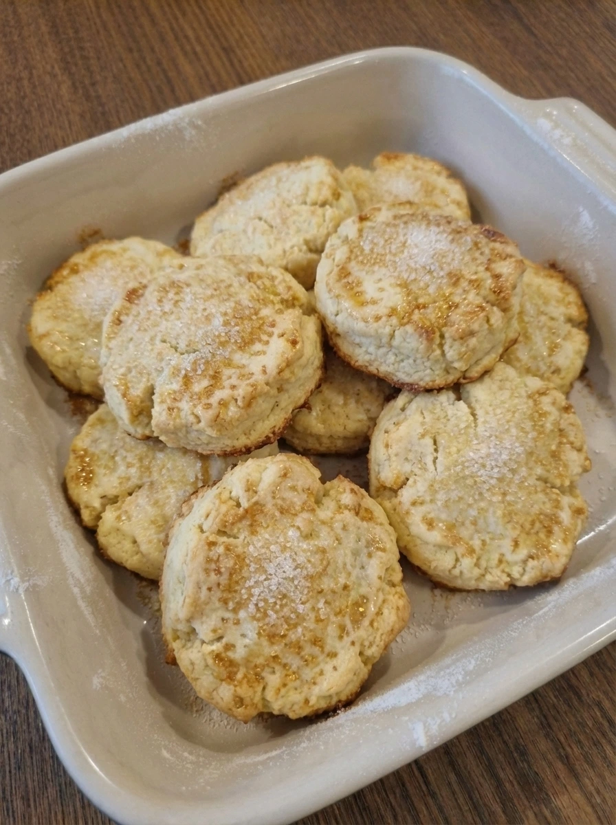 Baked shortcakes with golden brown tops