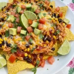 Crockpot Chicken Nachos with shredded chicken and melted cheese