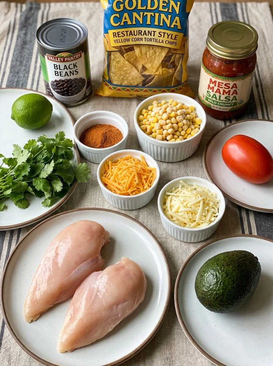 Ingredients for Crockpot Chicken Nachos