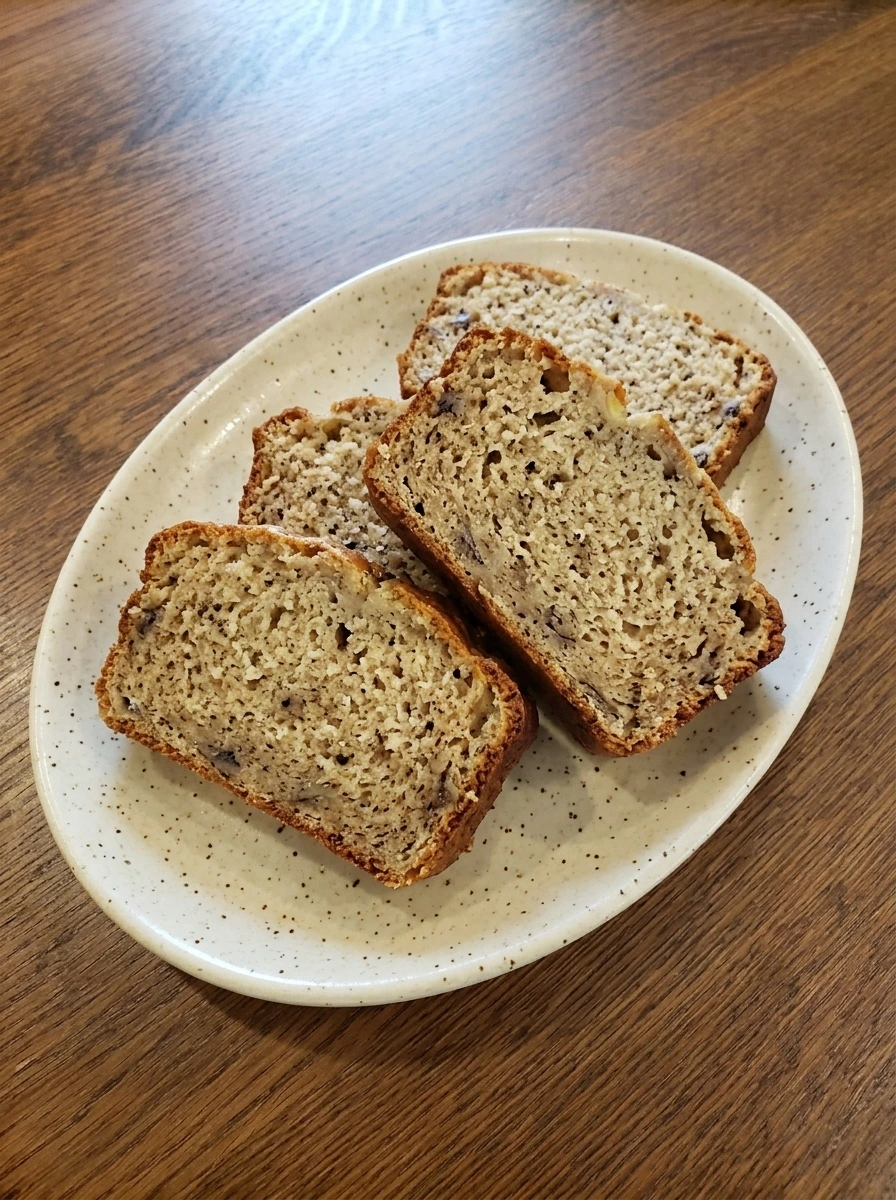 Plated slices of Easy Banana Bread ready to serve.