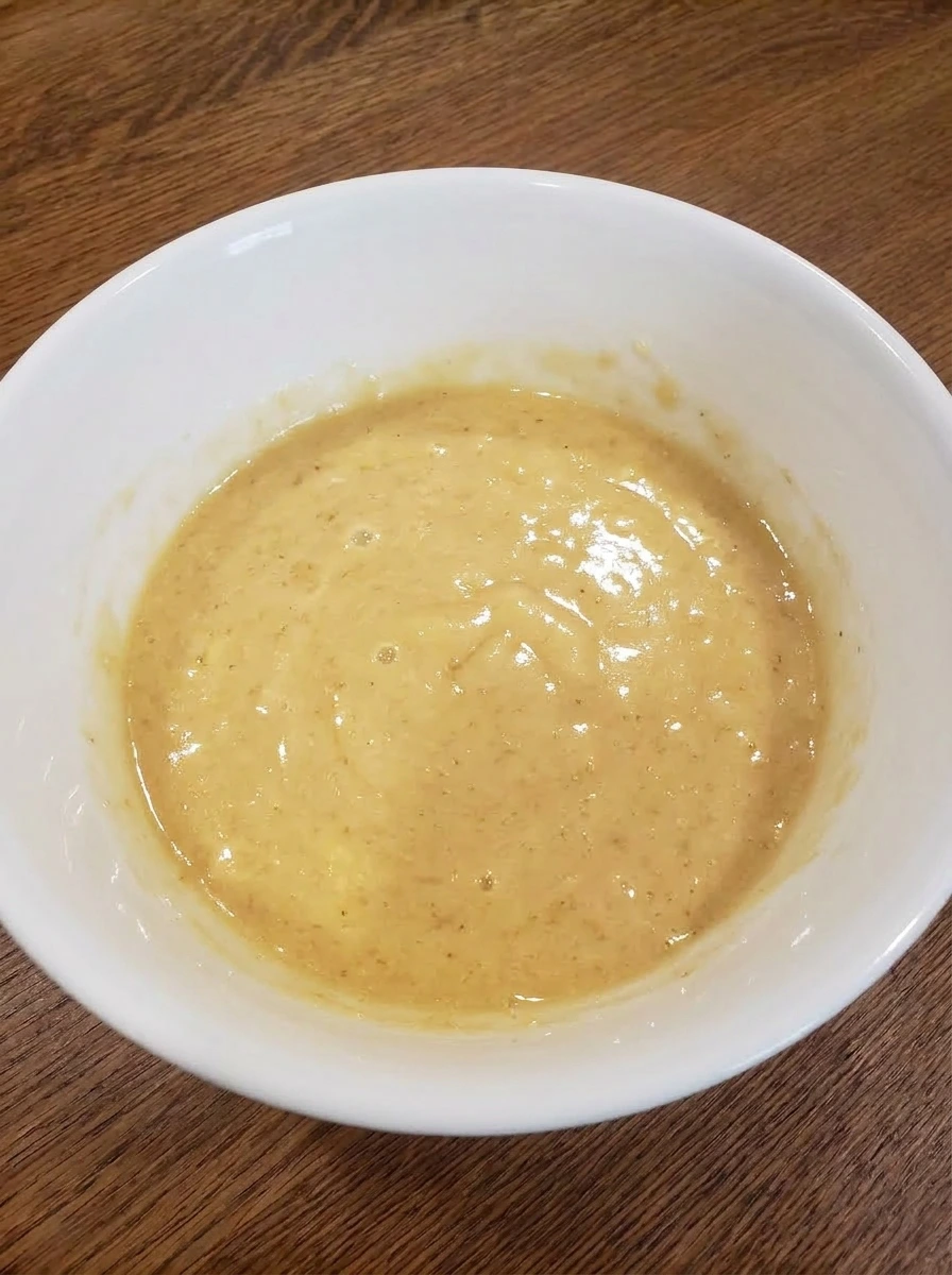 Wet banana bread batter after mixing in eggs.