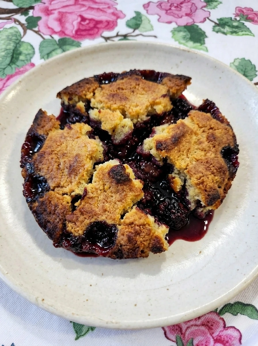 easy blackberry cobbler with golden crust and juicy berries