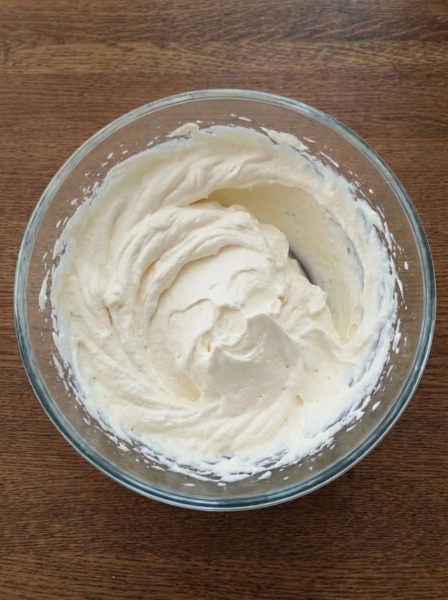 Soft whipped cream for Easy Chocolate Mousse.