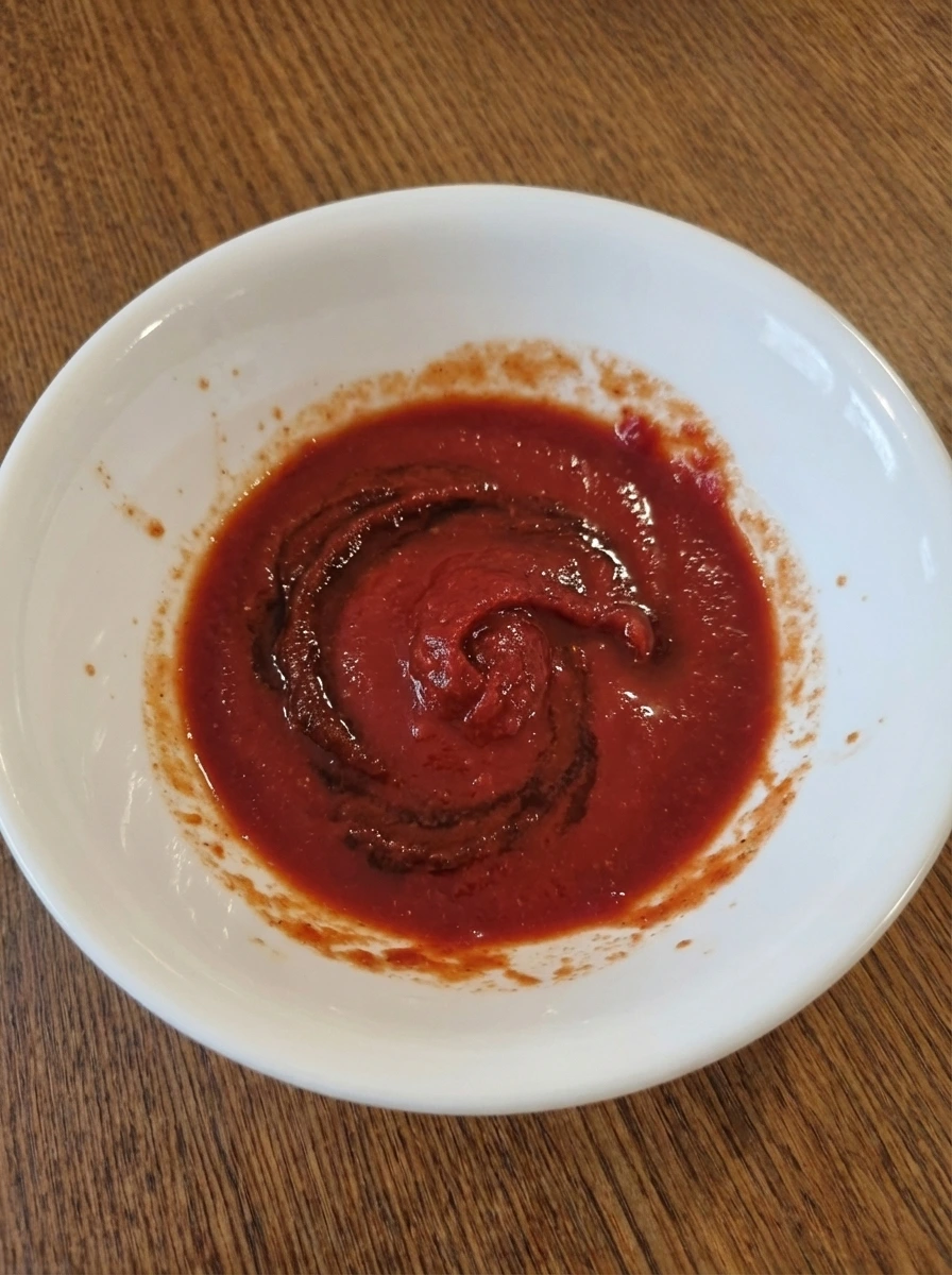 Tomato paste and water mixed into a sauce base for taco filling