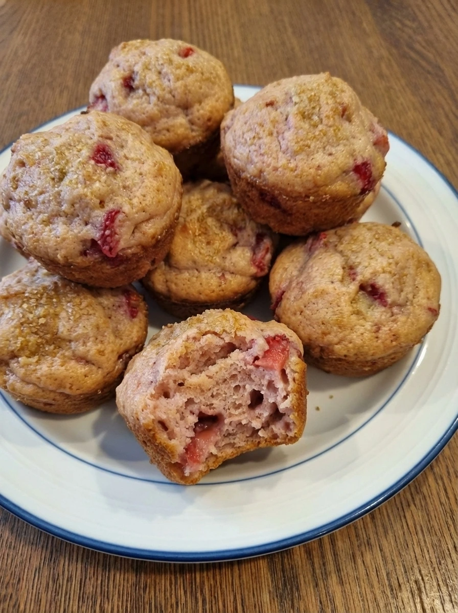 Plated Easy Strawberry Muffins ready to serve