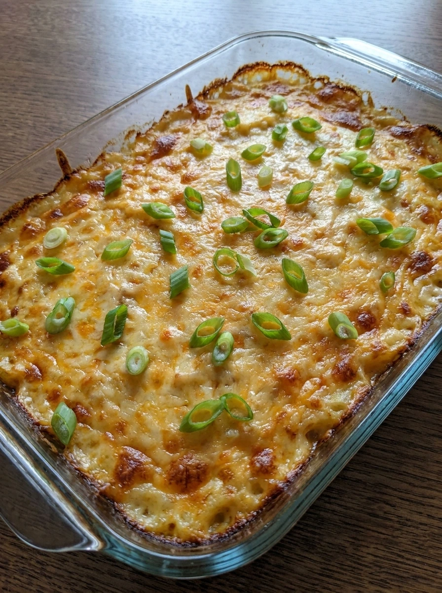 Served portion of Loaded Baked Potato Dip on a white plate.