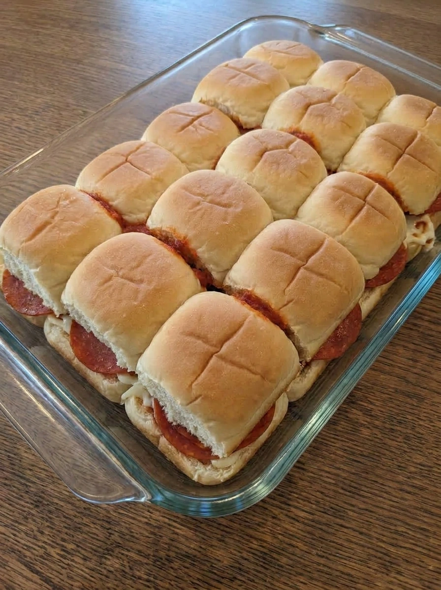 Pizza Sliders closed with pepperoni inside