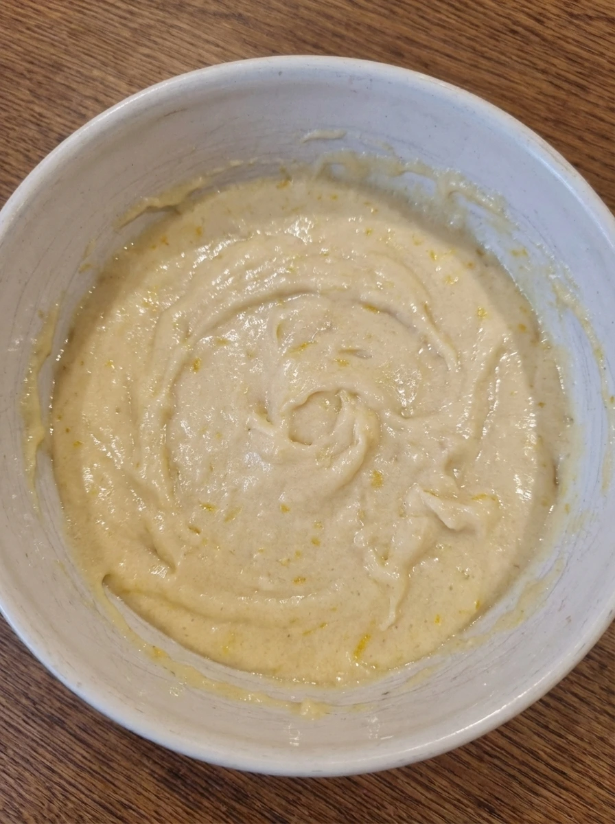 Smooth lemon batter for Raspberry Lemon Heaven Cupcakes