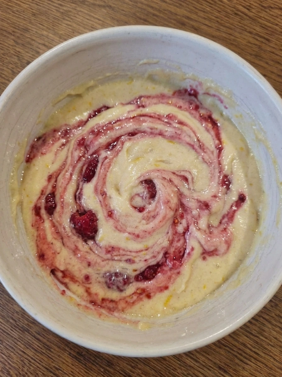 Marbled raspberry lemon batter for cupcakes