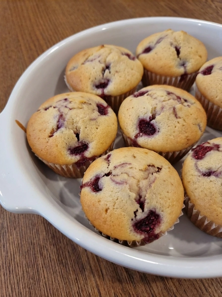 Baked Raspberry Lemon Heaven Cupcakes with golden tops