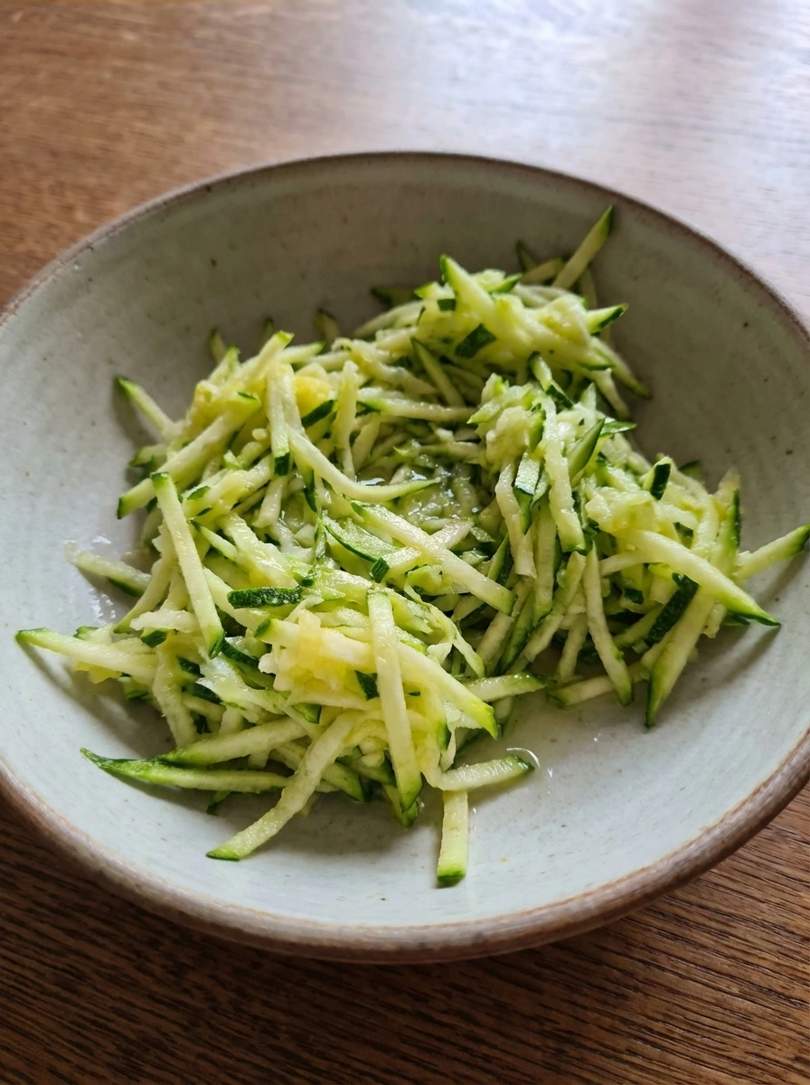 fresh grated zucchini strands