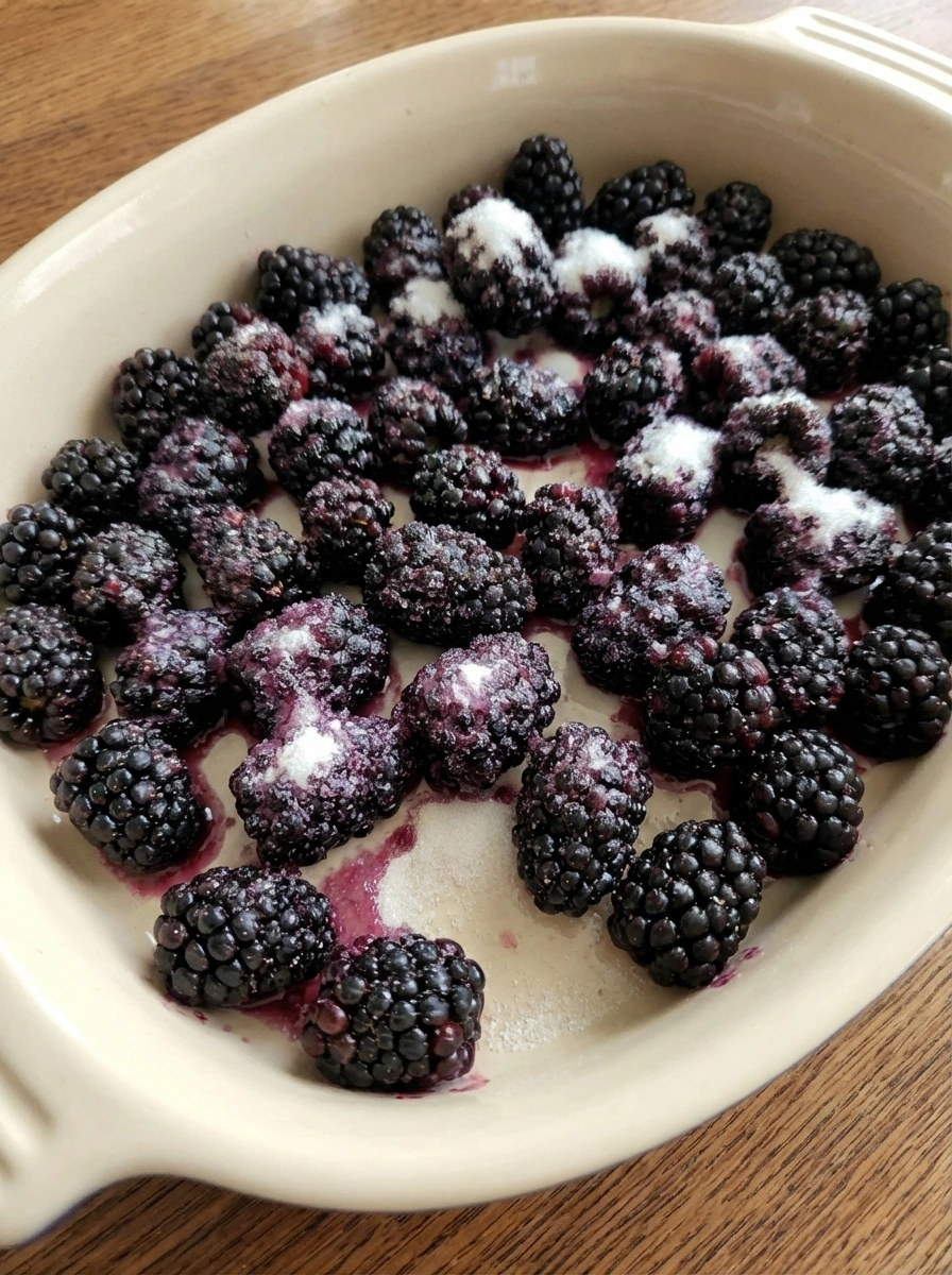 blackberries releasing juices