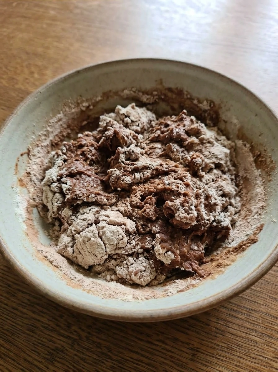dry ingredients mixed into batter