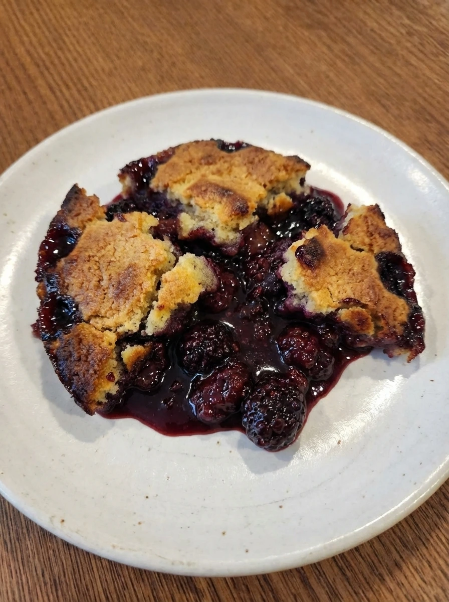 plated blackberry cobbler