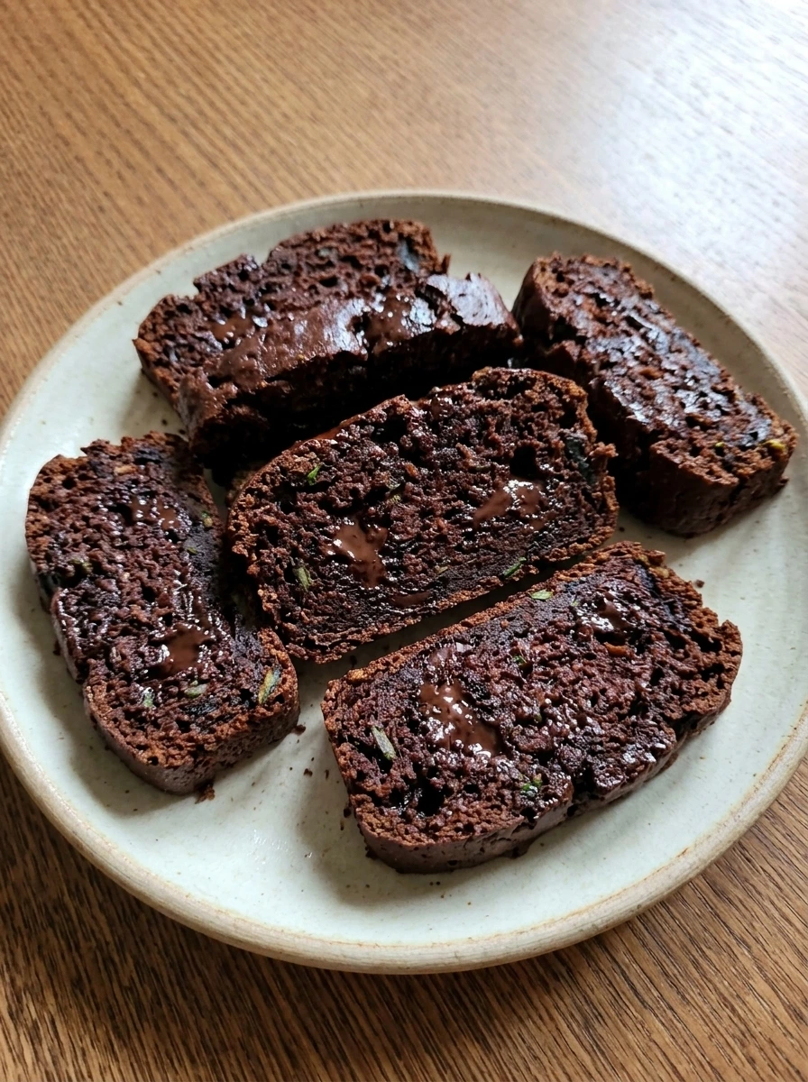 sliced chocolate zucchini bread moist inside