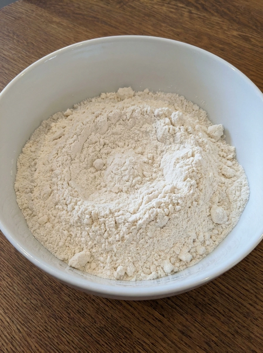 Dry ingredients whisked for Strawberry Cream Cheese Muffins