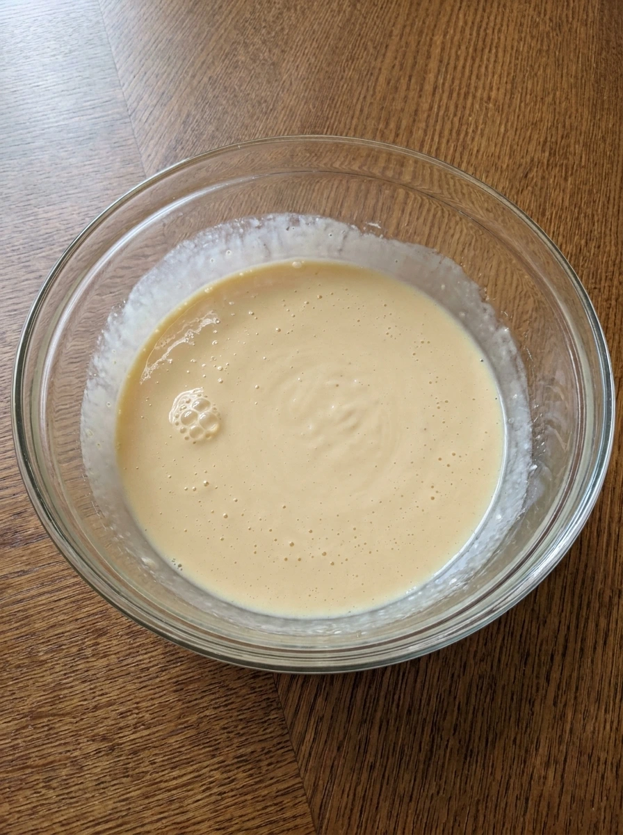 Creamy custard mixture for Strawberry Rhubarb Custard Pie.