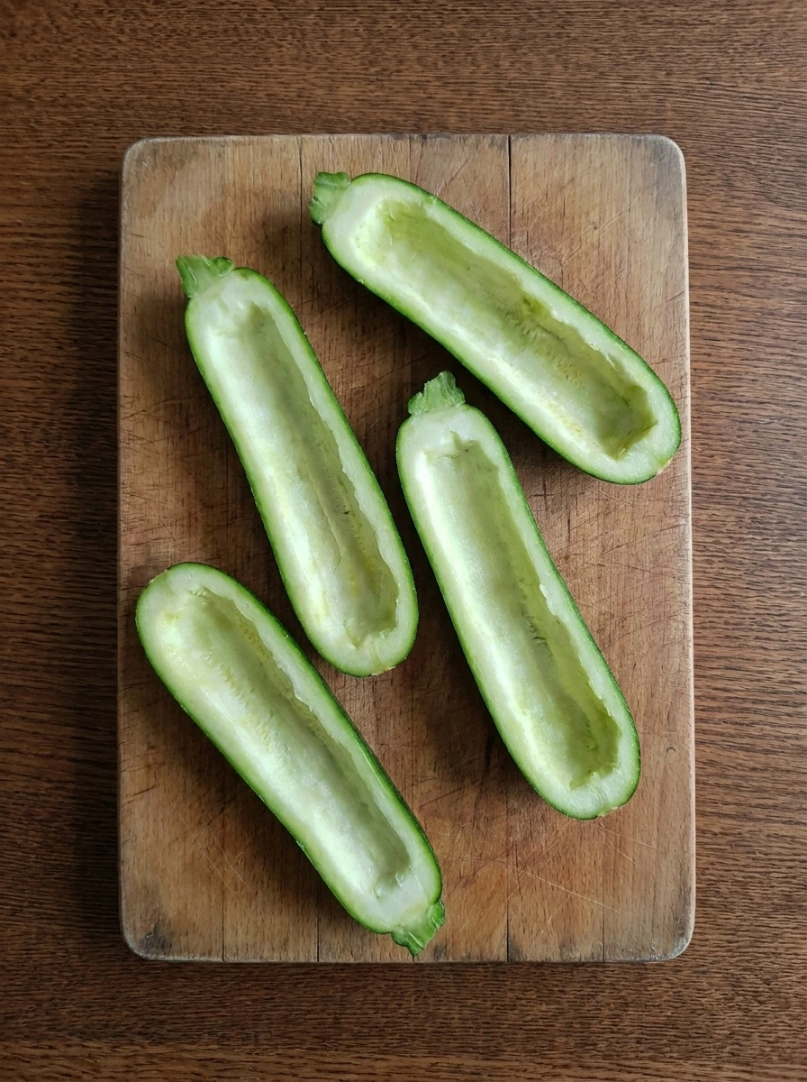 Hollowed zucchini boats