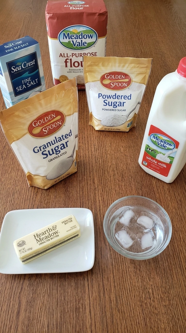 Ingredients for Banana Cream Pie including bananas, milk, eggs, flour, butter and cream.