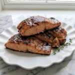 Fig Balsamic Salmon with glossy mahogany glaze, roasted figs and thyme