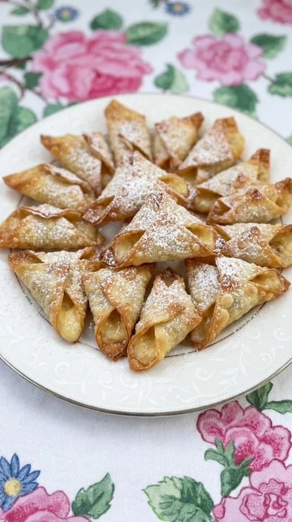 Banana Wonton Bites golden crispy dessert bites with banana filling