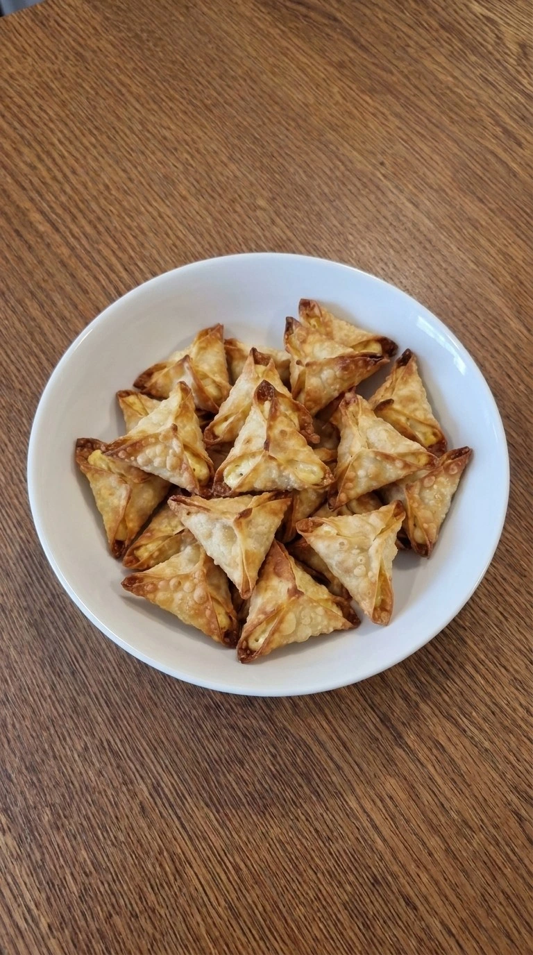 Banana Wonton Bites baking until golden and crispy