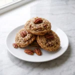 Butter Pecan Cookies stacked high on a white plate