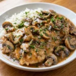 Crockpot Chicken Marsala with chicken and mushroom sauce