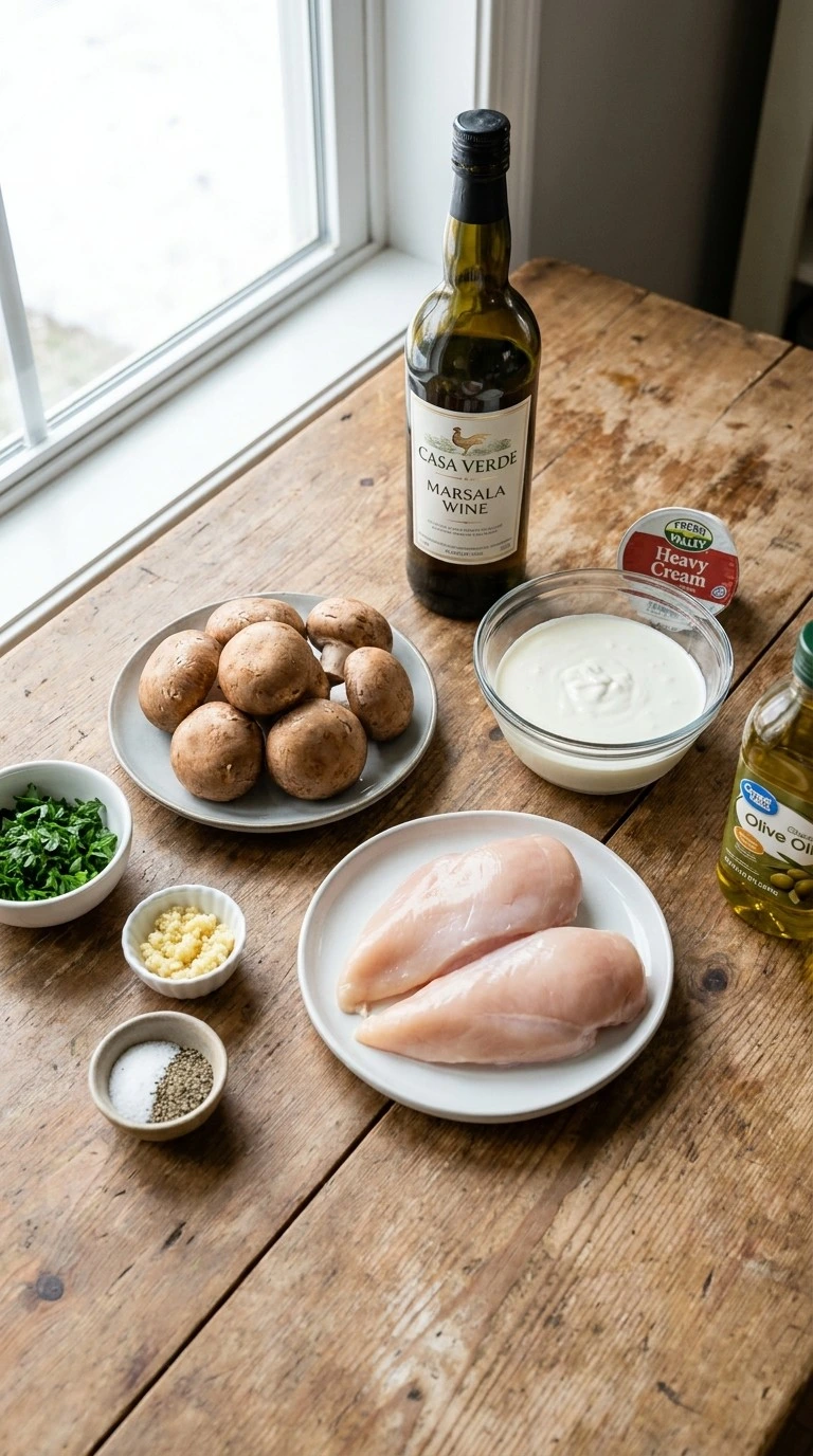 Crockpot Chicken Marsala ingredients ready for cooking