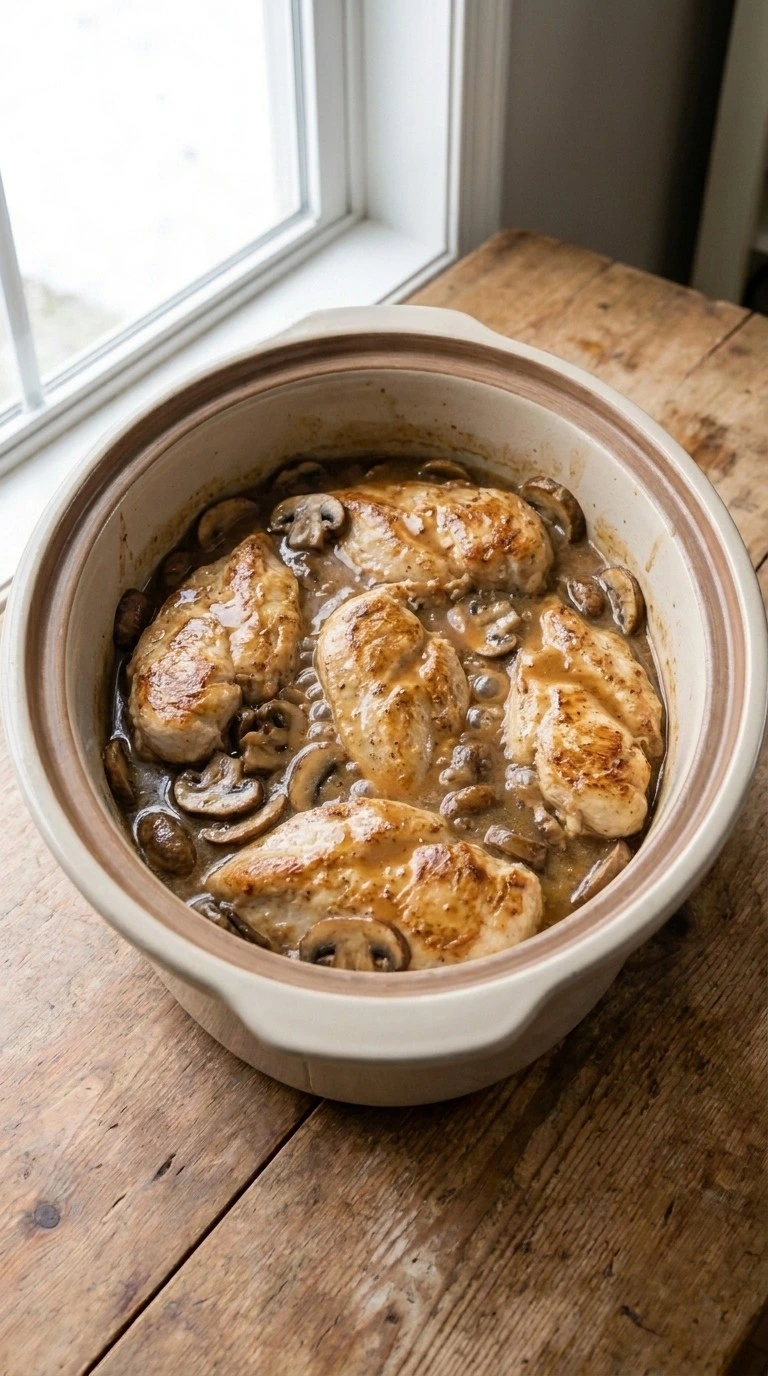 Crockpot Chicken Marsala slow cooker stage