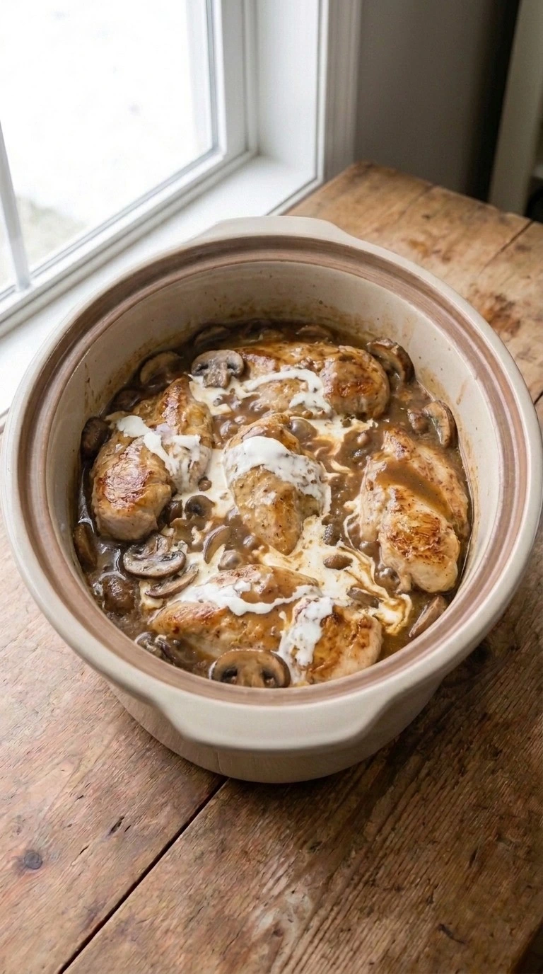 Crockpot Chicken Marsala creamy sauce