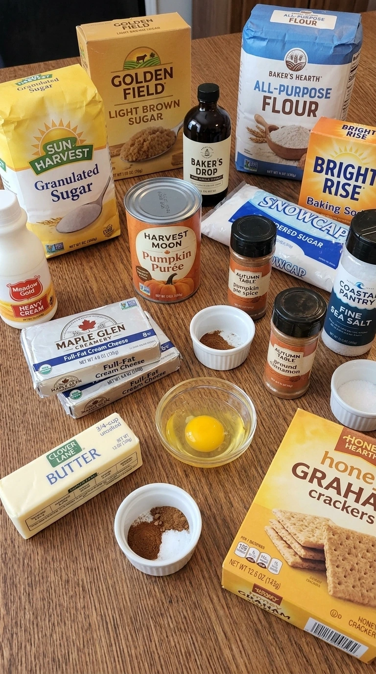 Pumpkin Cheesecake Cookies ingredients including pumpkin purée, cream cheese and warm spices